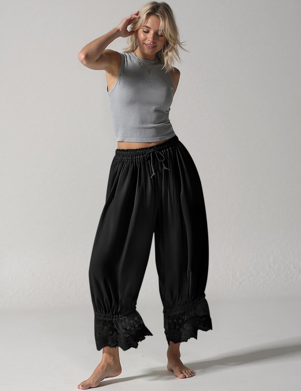 Tyra Pantalone Donna Vintage – Bloomer Lin Pizzo, Linea Large Ruffle Estate Chic