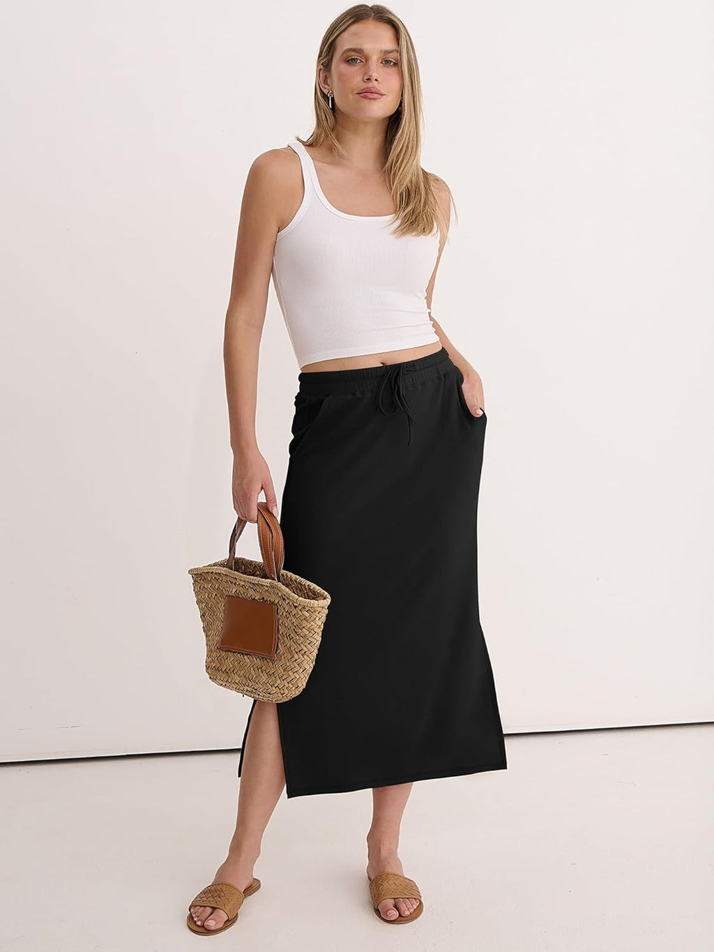 Jessa Gonna Maxi Donna – Gonna Vita Alta, Fendue & Tasche Casual Chic