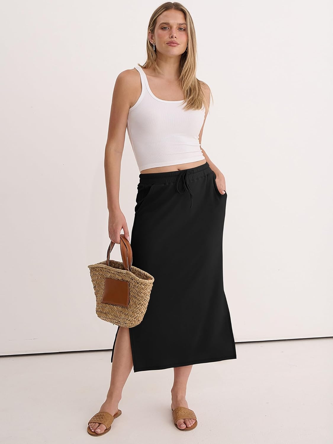 Jessa Gonna Maxi Donna – Gonna Vita Alta, Fendue & Tasche Casual Chic
