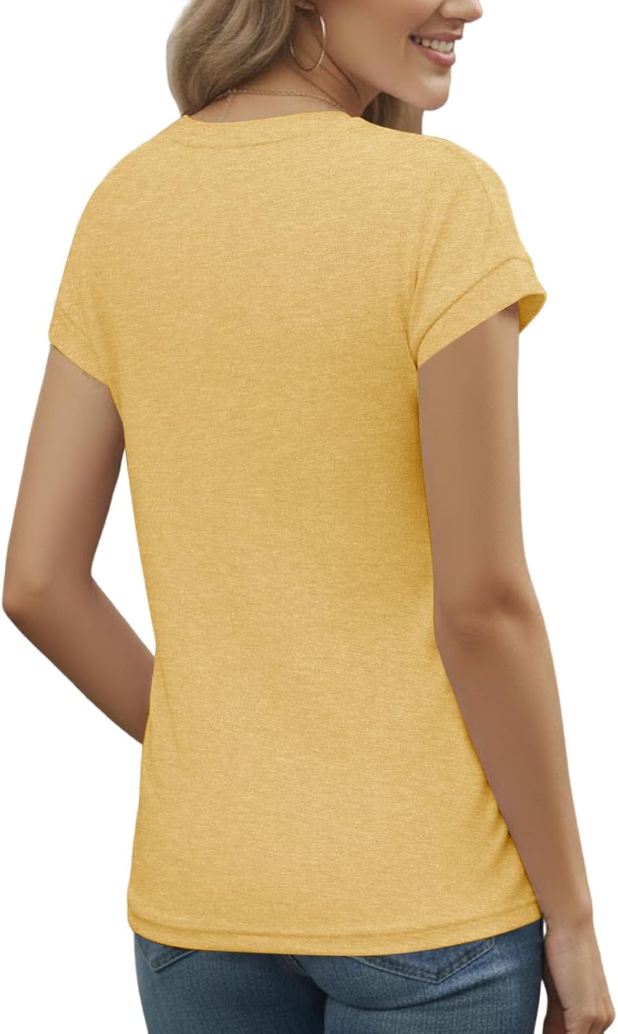 Loinia T-Shirt Donna Girocollo – Plissettato Elegante, Maniche Corte, Linea Fluida Estate