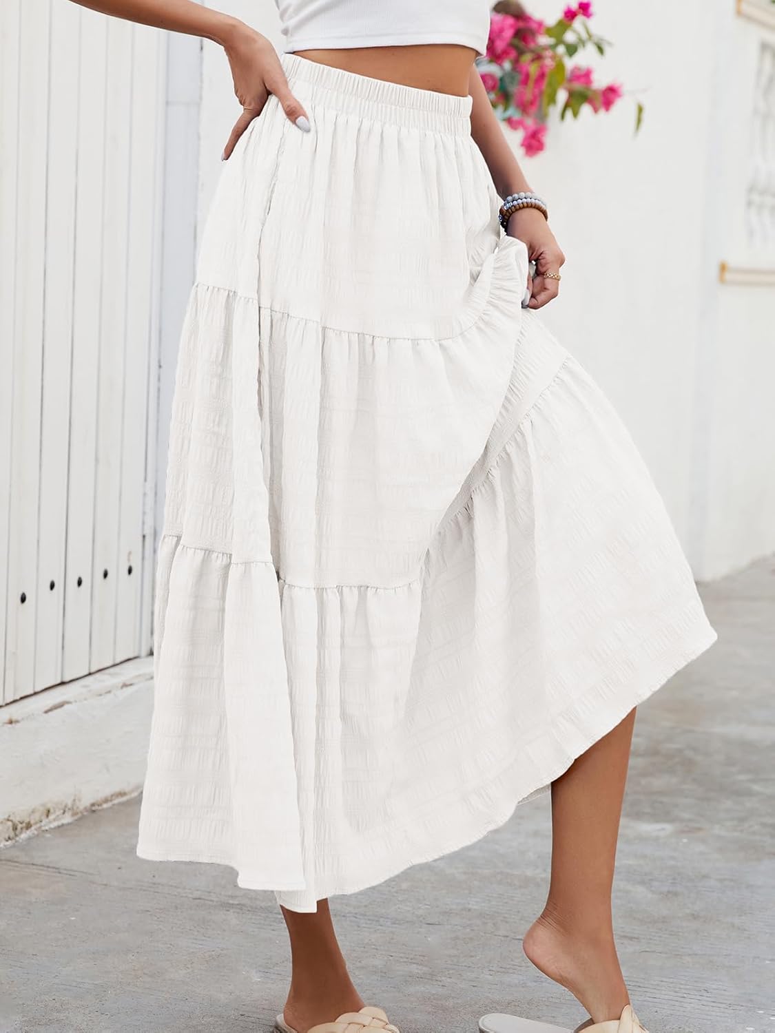 Neyla Gonna Maxi Donna – Gonna Bohémien Vita Alta Smockée & Balze Tasche