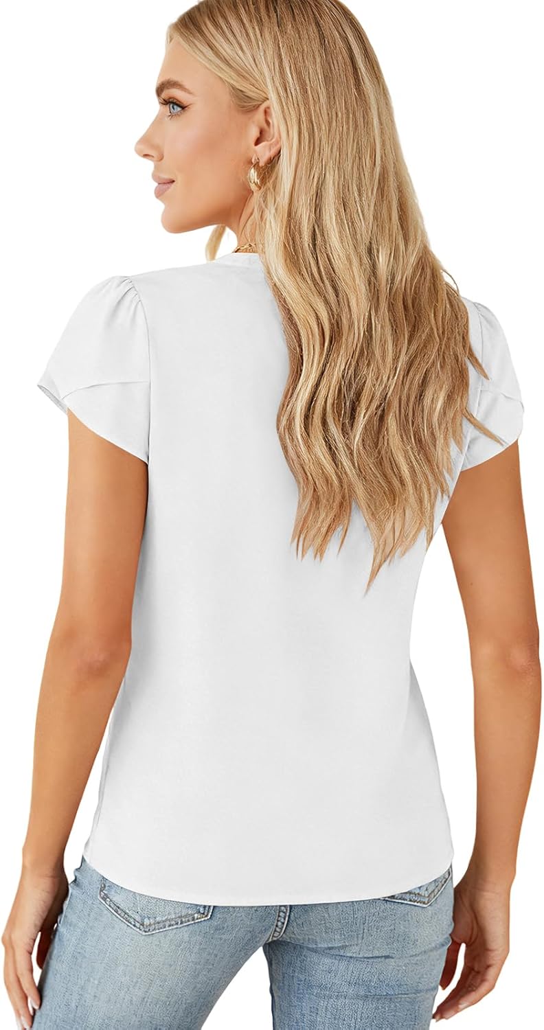 Sophie Blusa Donna Mousseline – Scollo a V, Manches Bouffantes, Linea Fluida Elegante