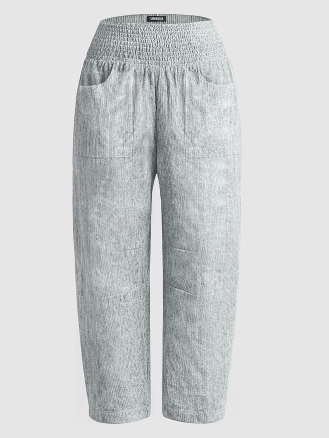 Wella Pantalone Donna Barrel – Linea Large, Vita Alta Smockée, Casual Chic Estate