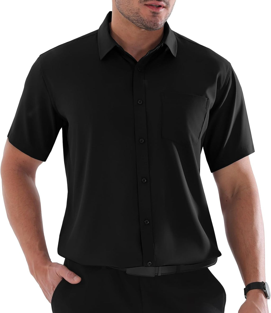 Marc Camicia Uomo Grande Taille – Camicia Stretch Maniche Corte Business Casual