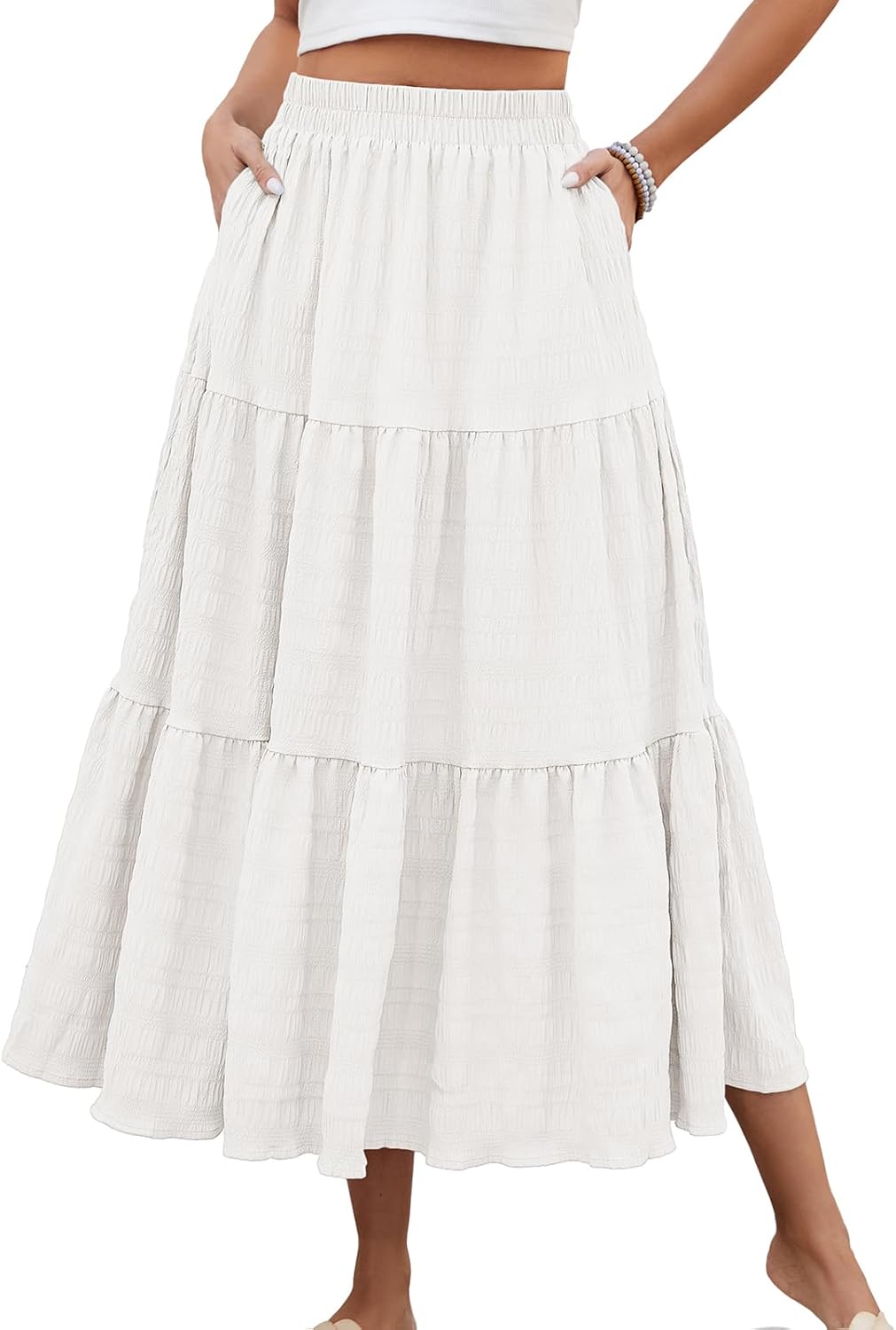 Neyla Gonna Maxi Donna – Gonna Bohémien Vita Alta Smockée & Balze Tasche