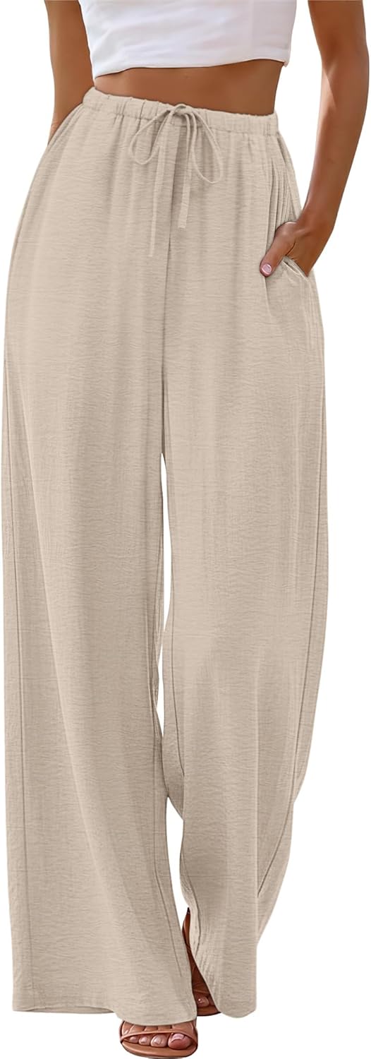 Zoé Pantalone Donna – Pantalone Palazzo Large Vita Elastica & Tasche Estate