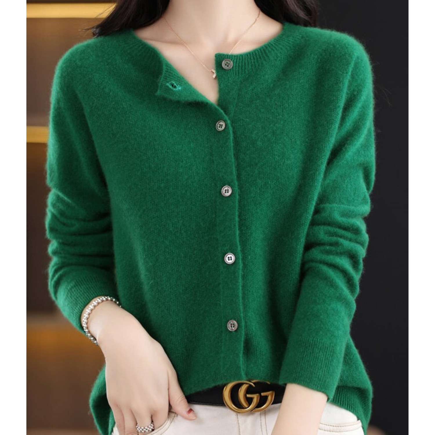Mercy Cardigan Donna – Cardigan Elegante in Lana Mérinos & Cachemire Morbido a Girocollo