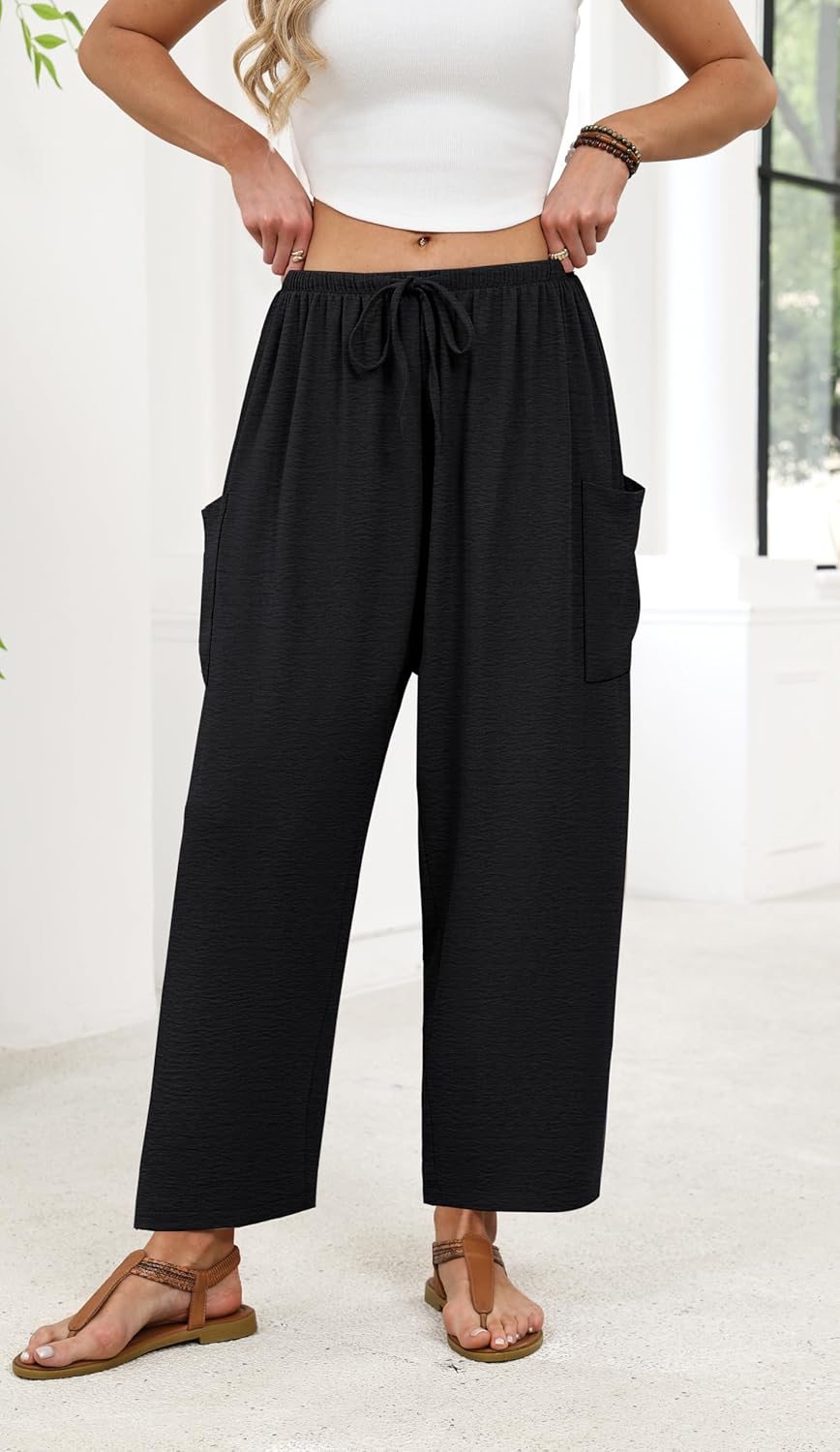 Maja Pantalone Donna – Palazzo Large Fluida Vita Elastica & Tasche Estate
