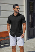 Hulyo Camicia Uomo – Camicia Stretch Maniche Corte, Boutonnée & Style Casual Chic
