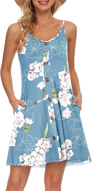 Gabbie Abito Estate Donna – Bretella Fines, Scollo a V & Tasche Linea Fluida Plage