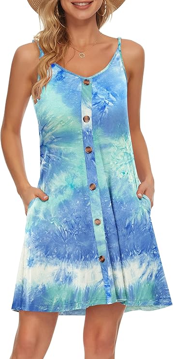 Gabbie Abito Estate Donna – Bretella Fines, Scollo a V & Tasche Linea Fluida Plage