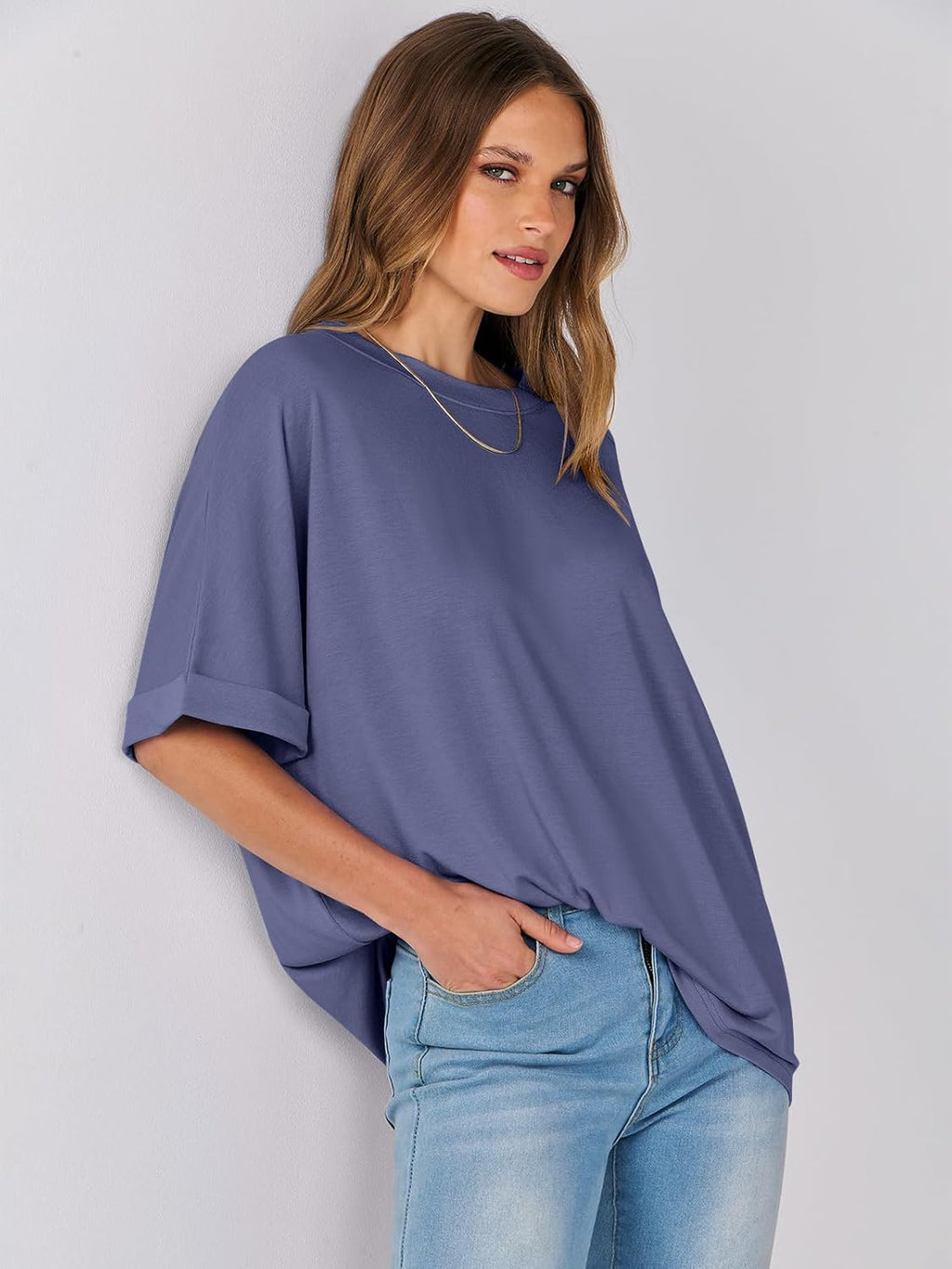 Laura T-Shirt Donna Oversize – Tunique Girocollo Maniche Corte Top Estate Chic