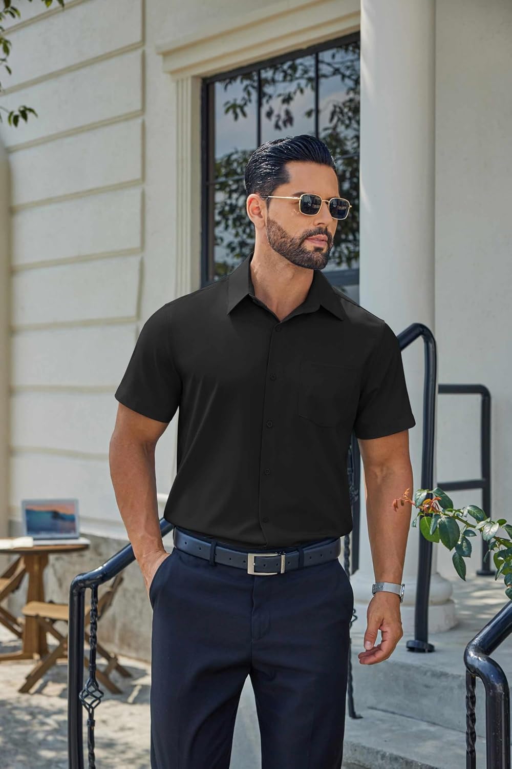 Hulyo Camicia Uomo – Camicia Stretch Maniche Corte, Boutonnée & Style Casual Chic