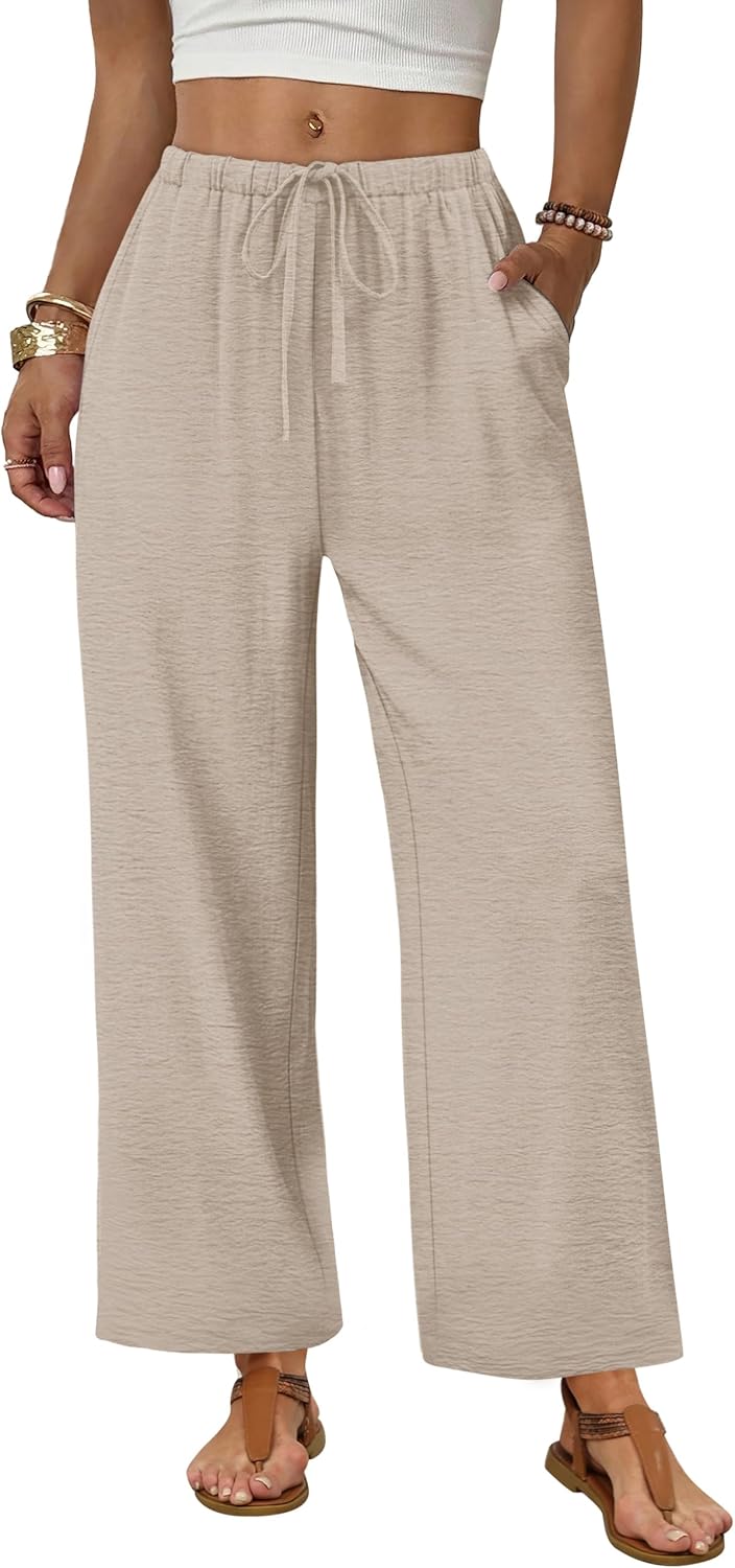 Zoé Pantalone Donna – Pantalone Palazzo Large Vita Elastica & Tasche Estate