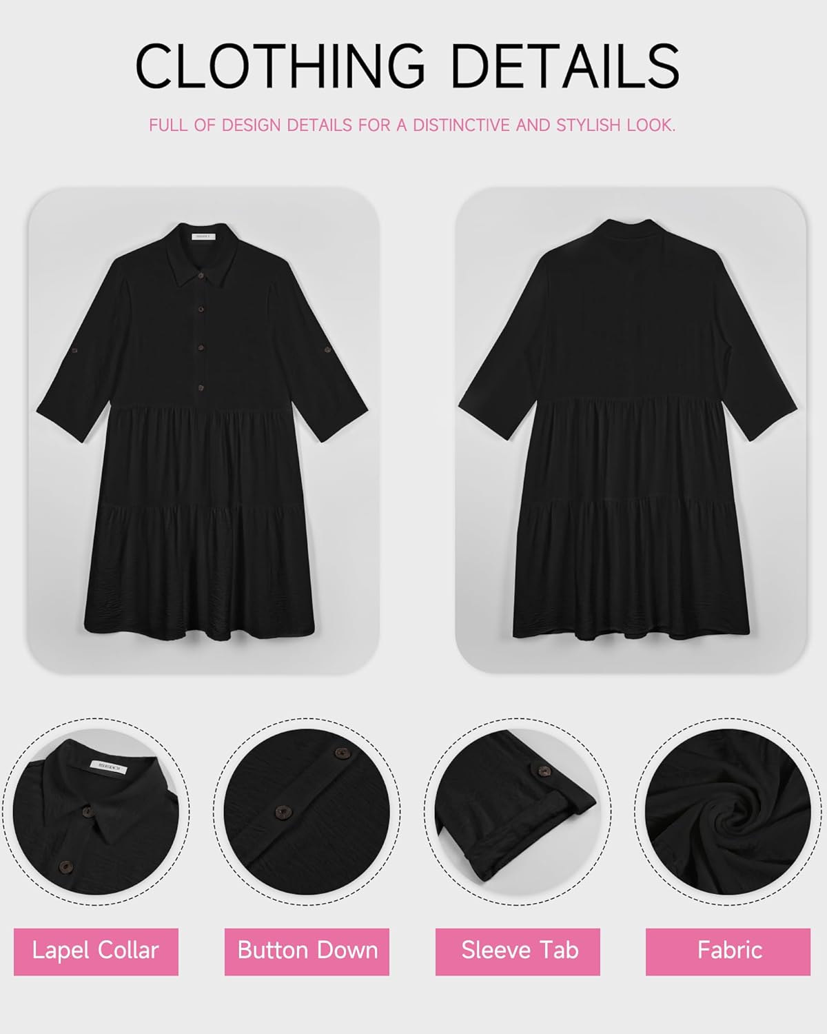 Sophie Abito Camicia Donna – Manches 3/4, Boutonnée, Linea a Trapezio, Balze Estate