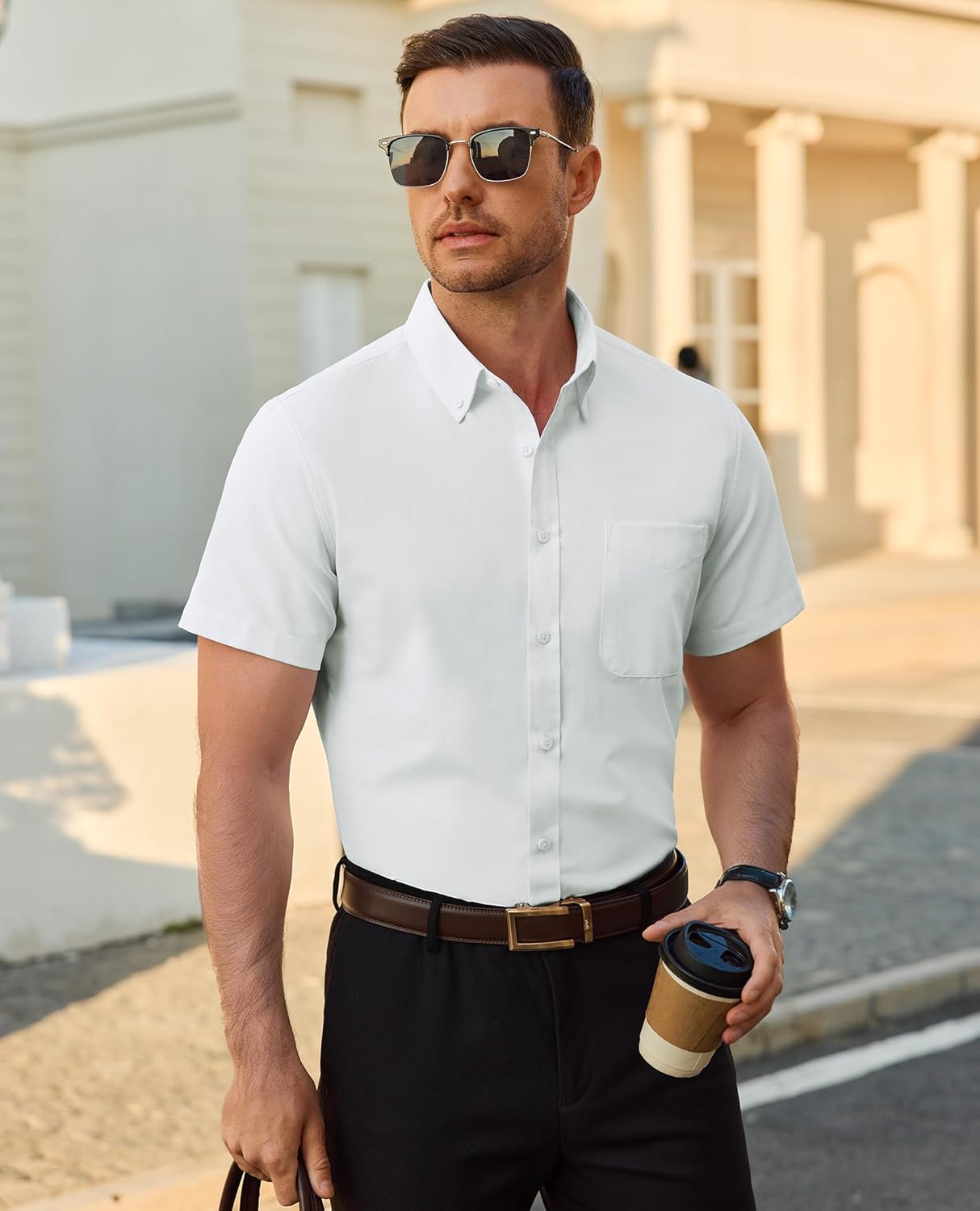 Nardo Camicia Uomo – Camicia Oxford Maniche Corte, Sans Plis & Casual Chic