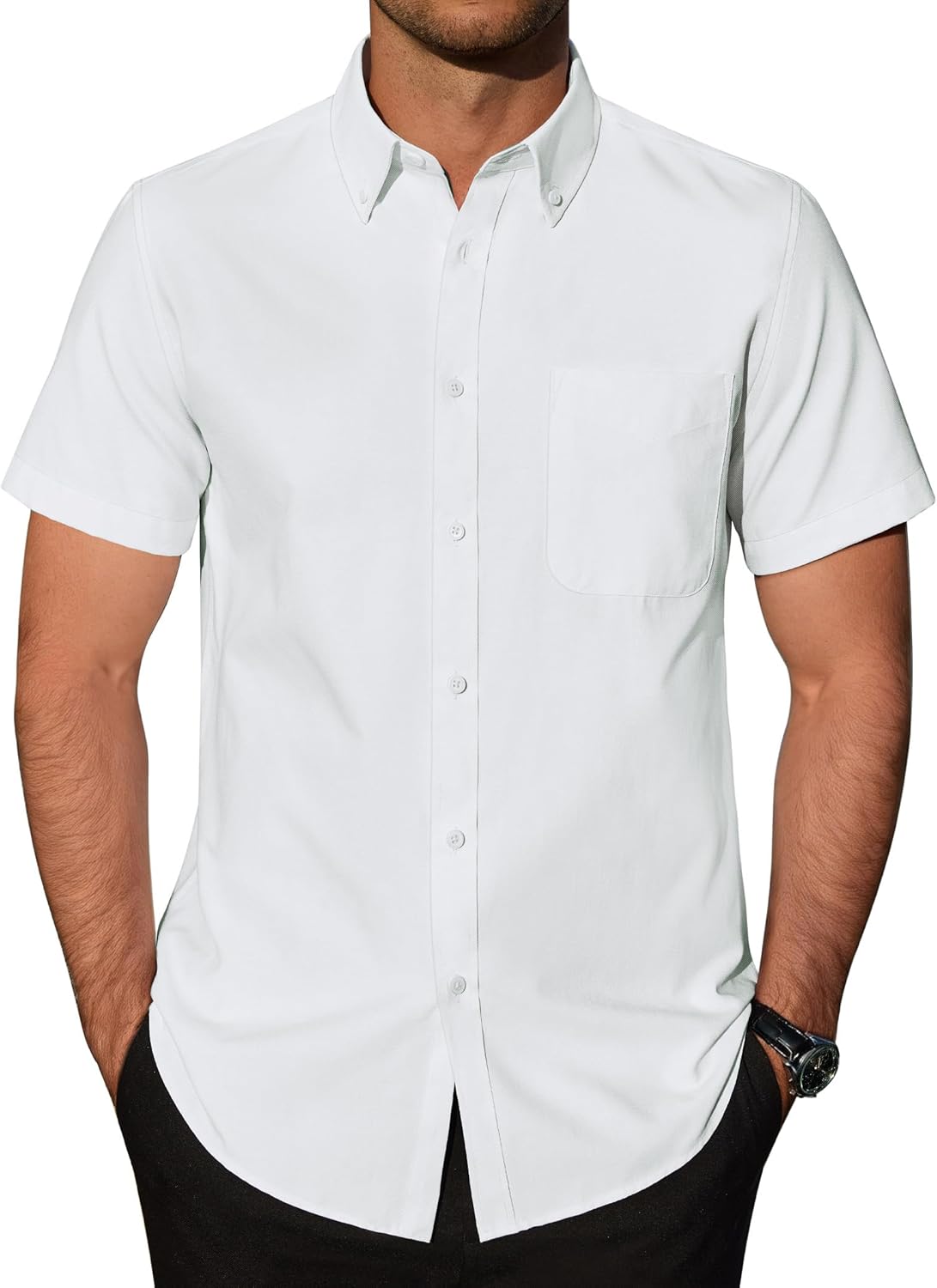 Nardo Camicia Uomo – Camicia Oxford Maniche Corte, Sans Plis & Casual Chic