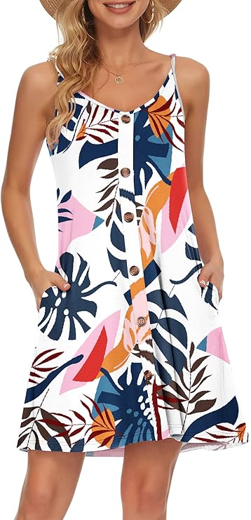 Gabbie Abito Estate Donna – Bretella Fines, Scollo a V & Tasche Linea Fluida Plage