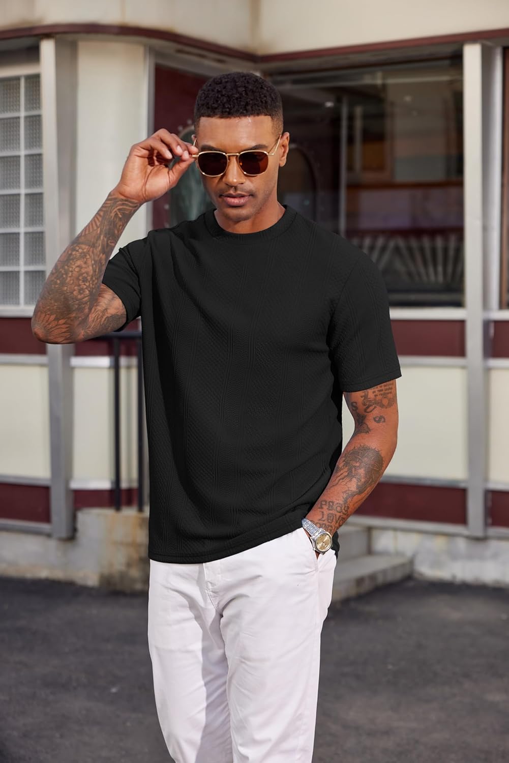 Wilbert T-Shirt Uomo – T-Shirt Maglia Texturée, Leggero & Style Casual Chic