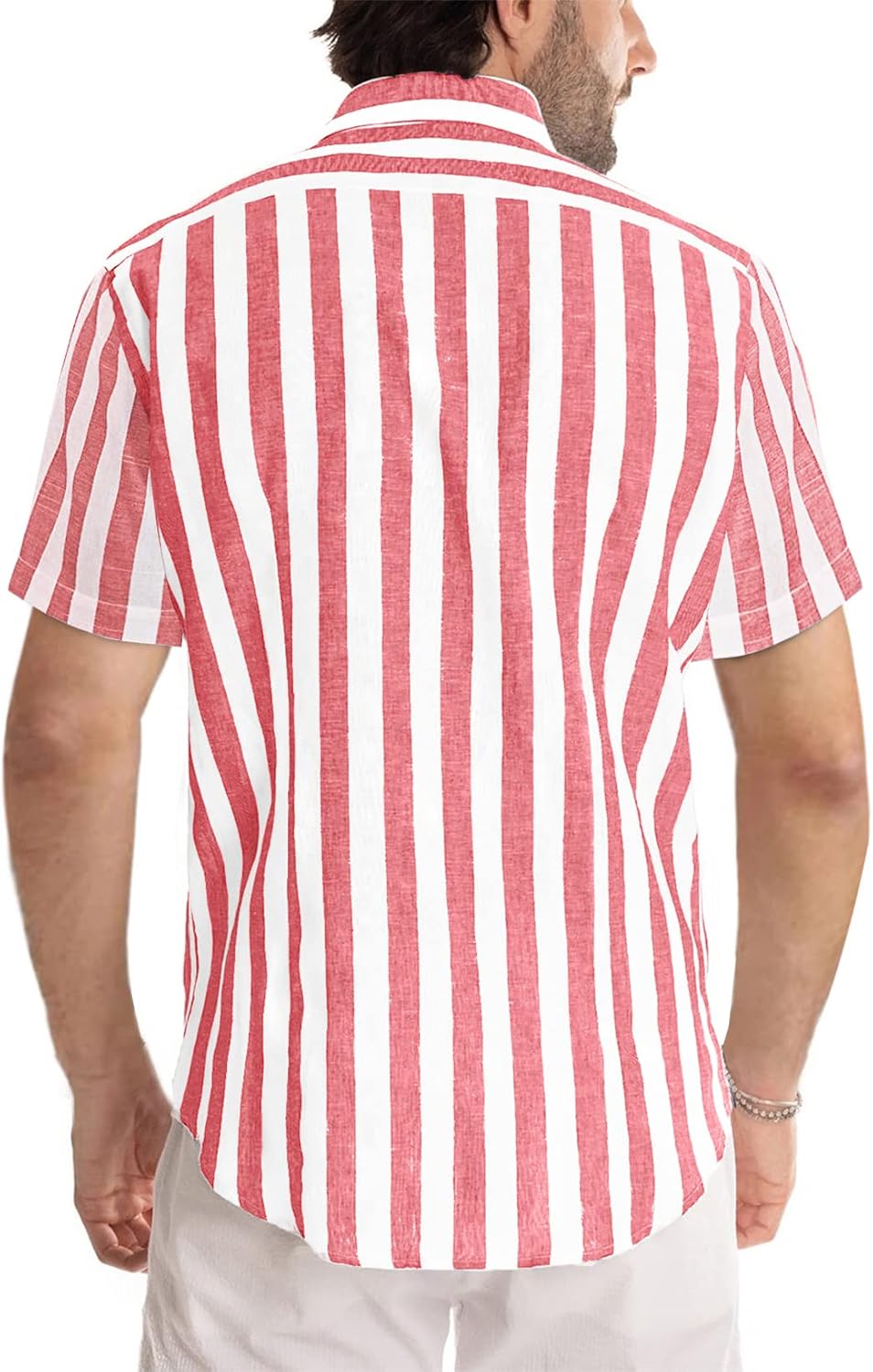 Julien Camicia Uomo – Camicia Rayée Maniche Corte, Style Estate Casual Chic