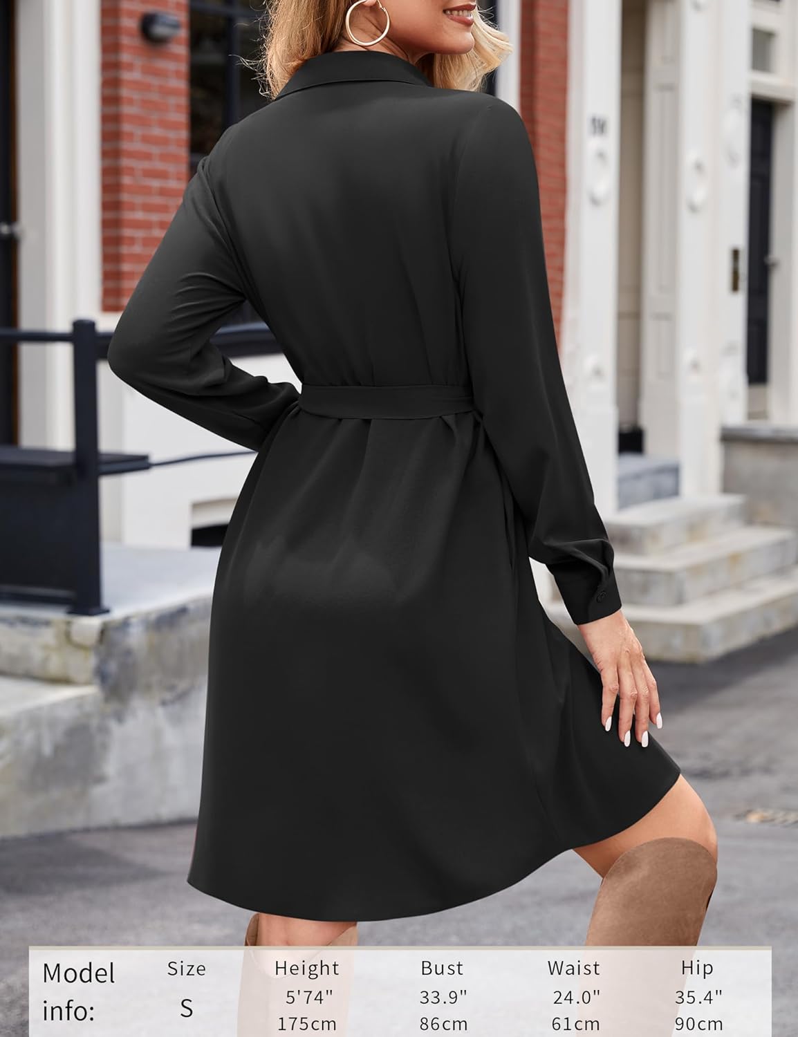Sophie Abito Camicia Donna – Scollo a V, Maniche Lunghe, Ceinture, Linea Fluida