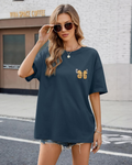 Sloane T-Shirt Oversize Donna – Tee Vintage in Cotone con Stampa Papillon & Vestibilità Morbida