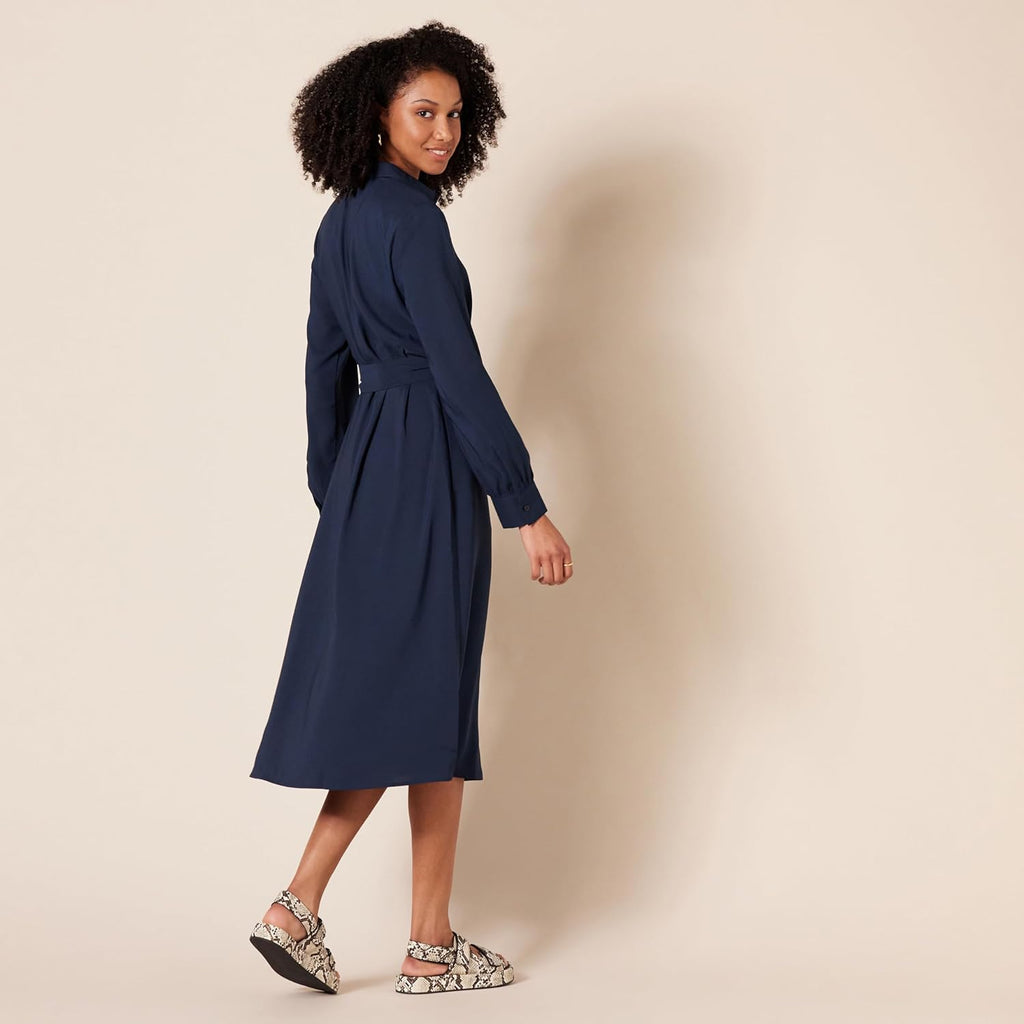 Sophie Abito Camicia Donna Midi – Col Classique, Maniche Lunghe, Ceinture Elegante