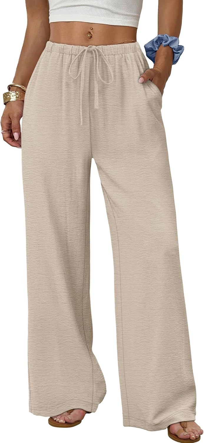 Zoé Pantalone Donna – Pantalone Palazzo Large Vita Elastica & Tasche Estate