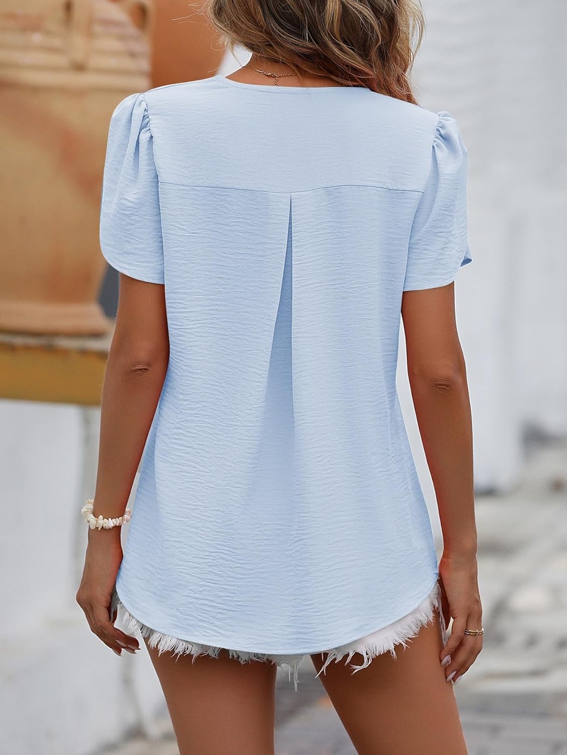 Princess Blusa Donna Chiffon – Top Fluida Scollo a V Maniche Corte Elegante Estate
