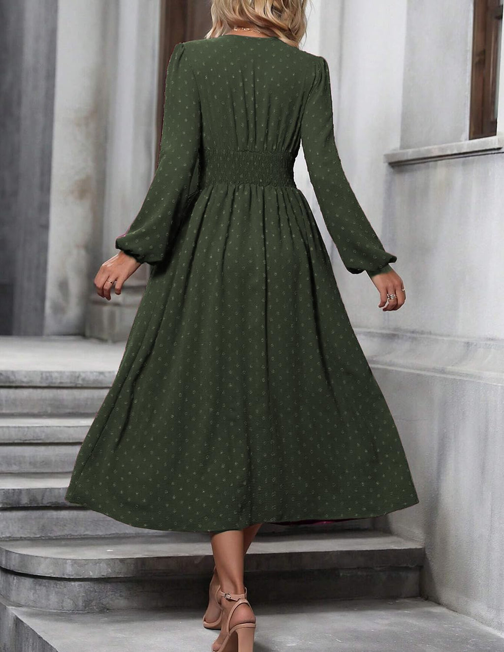 Tierra Abito Donna Pois – Linea a Trapezio, Scollo a V, Vita Alta Plissée Elegante