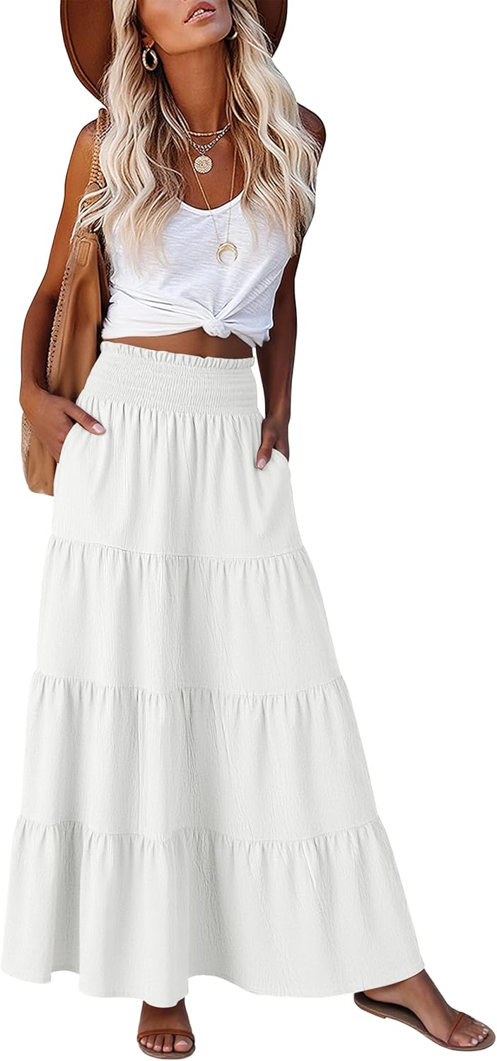Juna Gonna Maxi Donna – Gonna Bohémien Vita Alta Smockée & Balze Estate