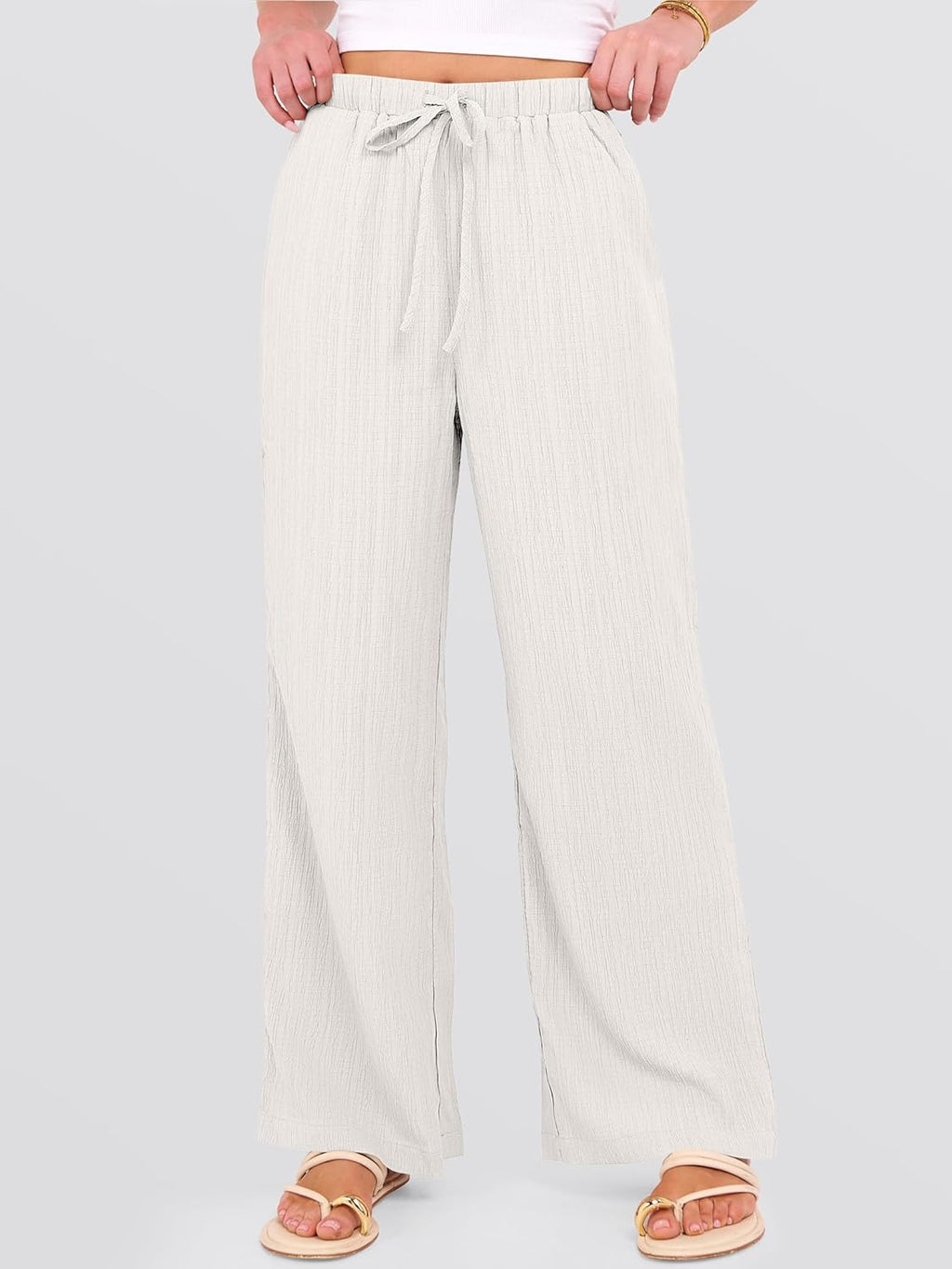 Malaya Pantalone Donna – Pantalone Palazzo Large Vita Elastica & Tasche Estate