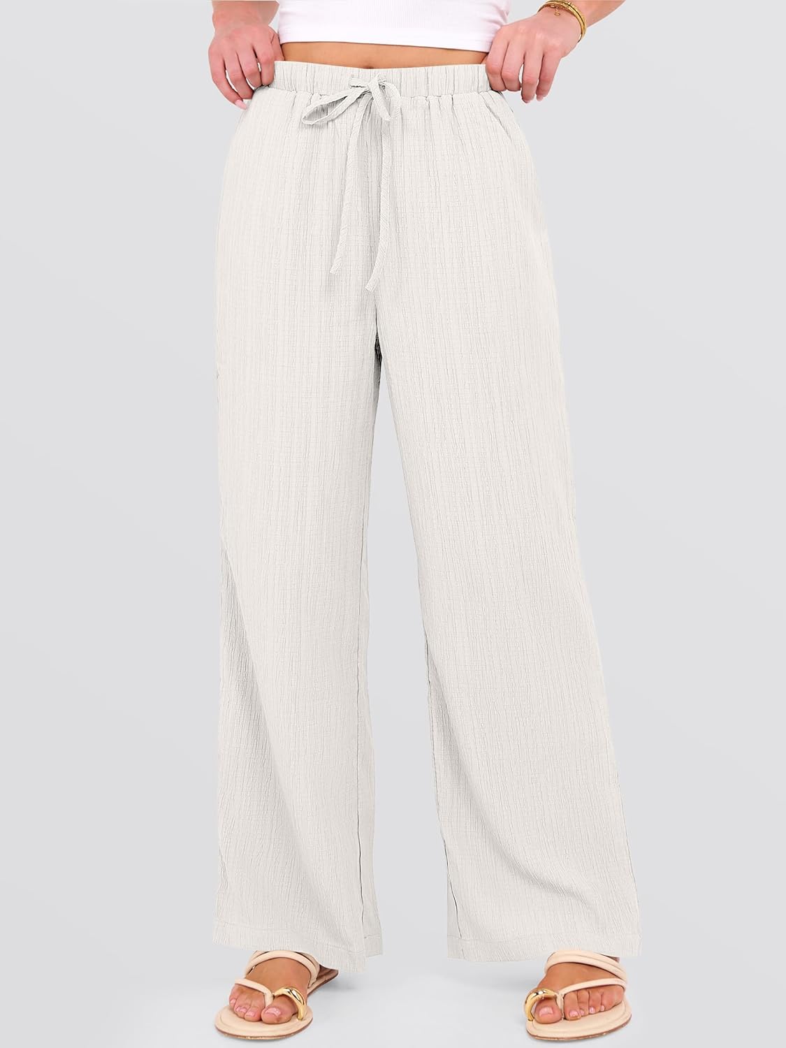 Malaya Pantalone Donna – Pantalone Palazzo Large Vita Elastica & Tasche Estate
