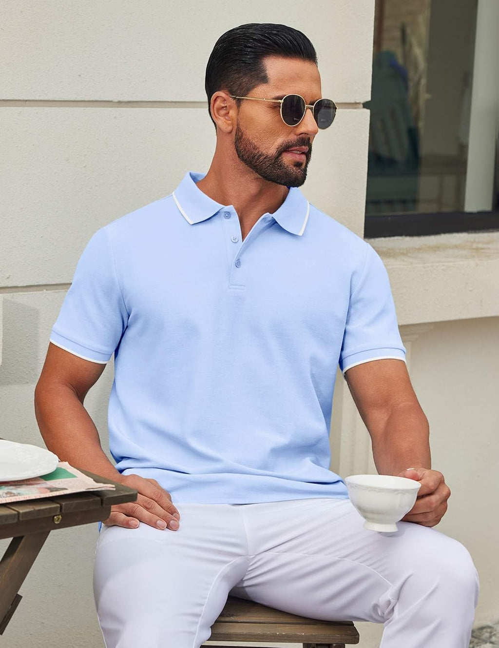 Leon Polo Uomo – Polo Cotone Piqué Maniche Corte, Style Casual & Golf Elegante