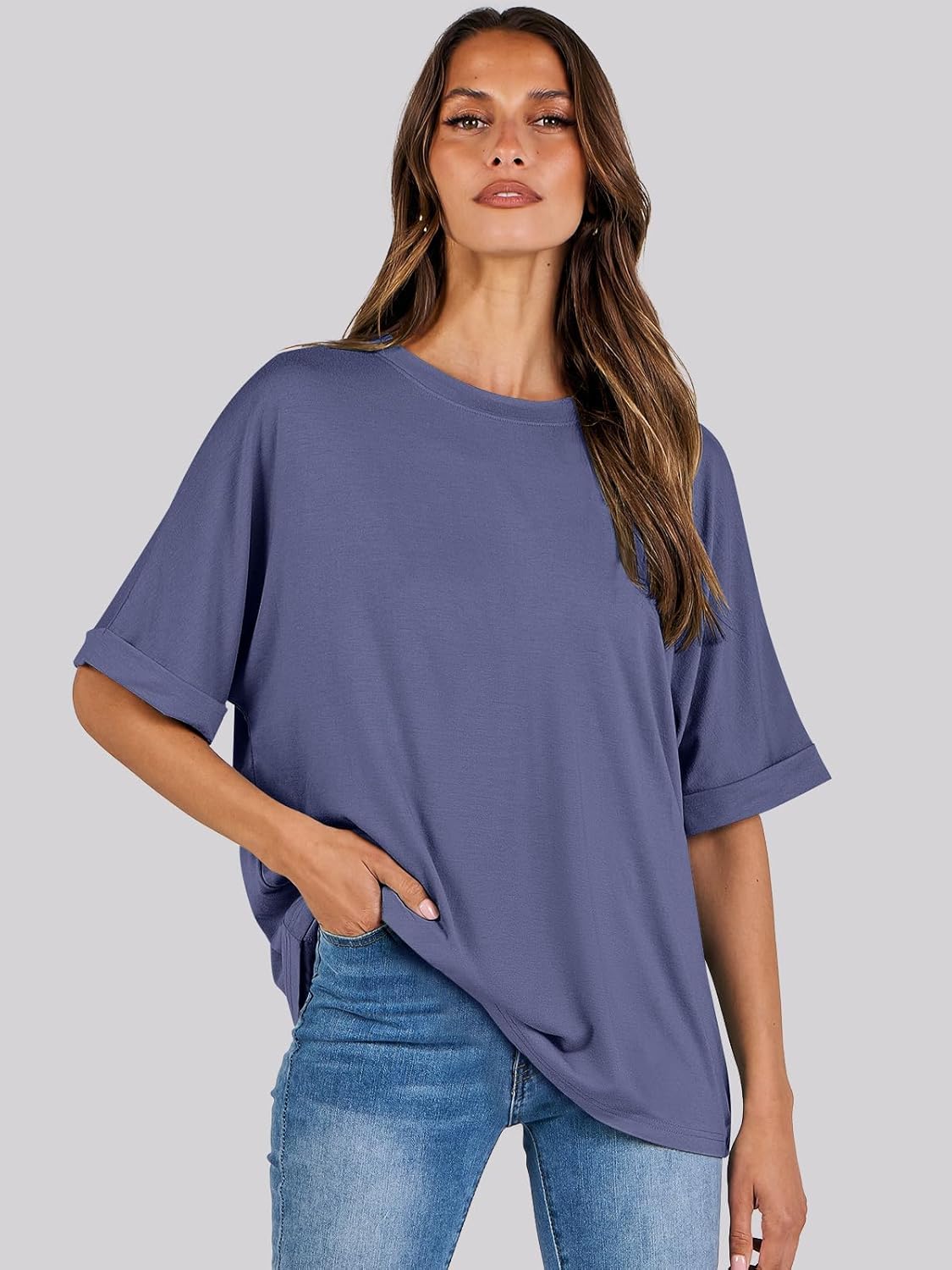 Laura T-Shirt Donna Oversize – Tunique Girocollo Maniche Corte Top Estate Chic
