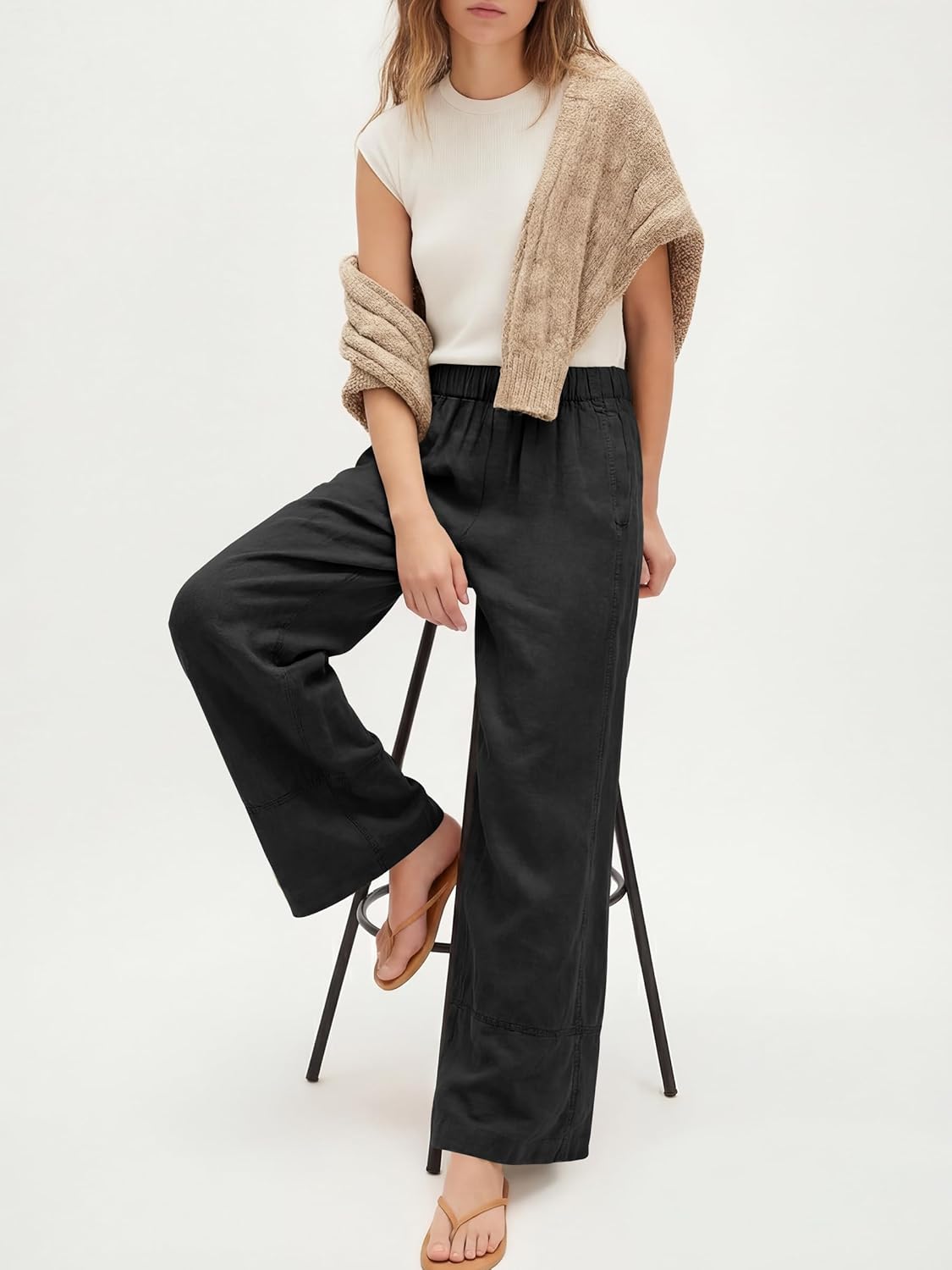 Jessica Pantalone Donna – Palazzo Lin Large Vita Elastica & Tasche Bohémien