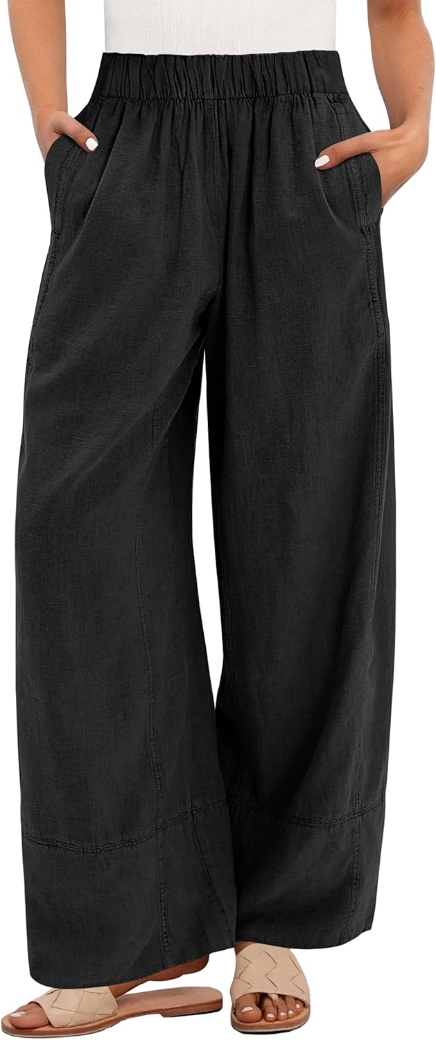 Jessica Pantalone Donna – Palazzo Lin Large Vita Elastica & Tasche Bohémien