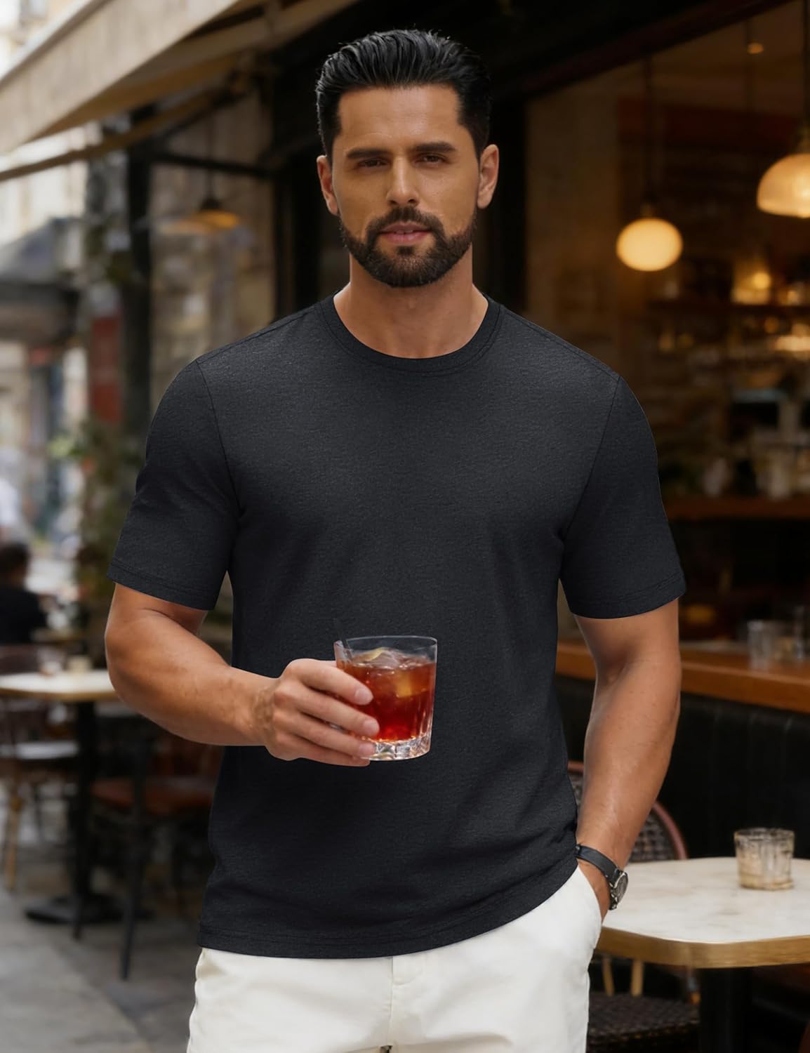 Léon T-Shirt Uomo – Tee-Shirt Cotone Morbido, Respirant & Style Casual Basique