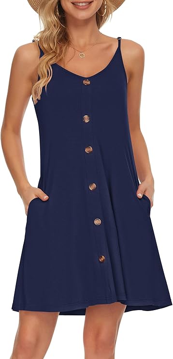 Gabbie Abito Estate Donna – Bretella Fines, Scollo a V & Tasche Linea Fluida Plage