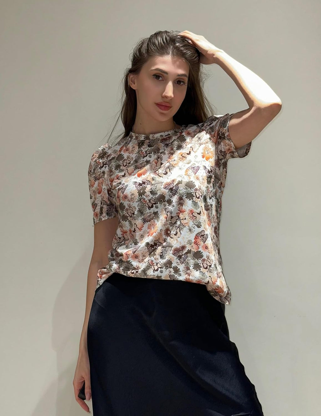 Rosario Blusa Donna a Fiori – Top Manches Bouffantes Linea Ajustée Elegante Estate
