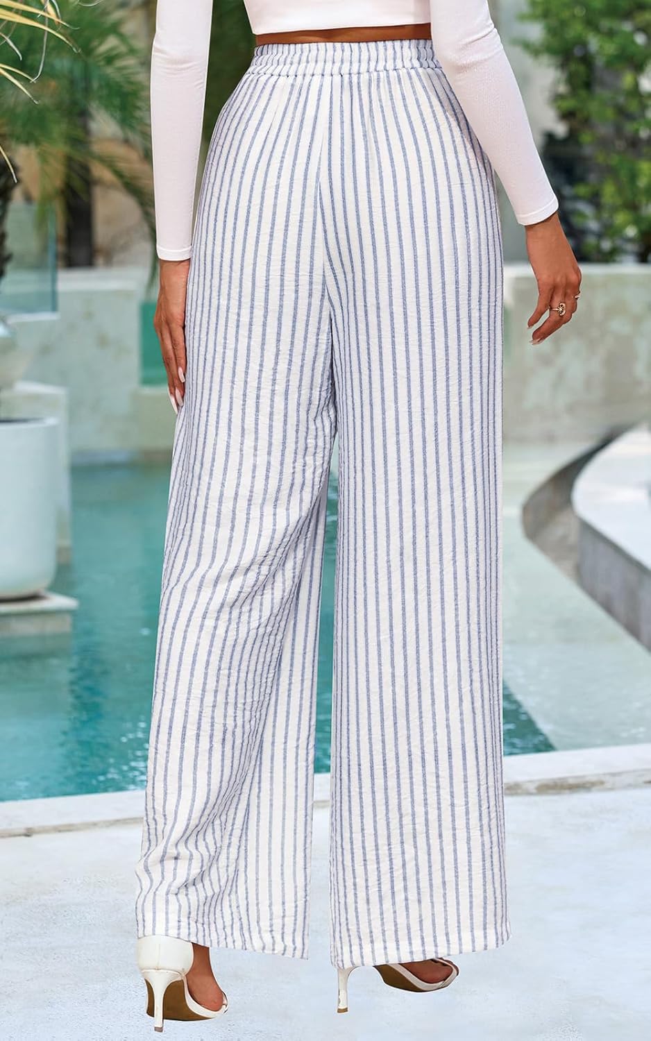 Maggie Pantalone Donna – Pantalone Palazzo a Fiori Vita Elastica Large Estate