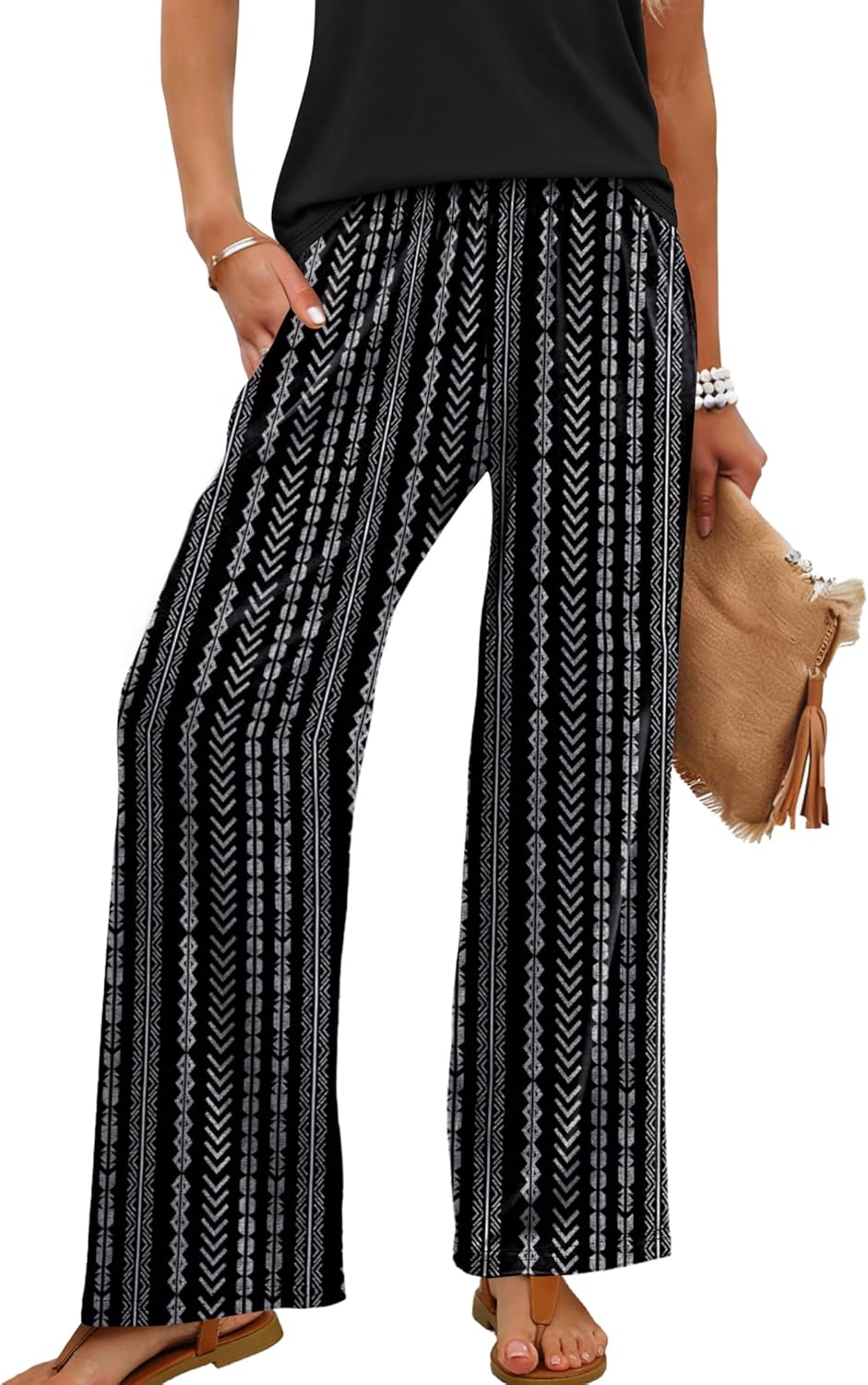 Kendi Pantalone Donna Palazzo – Linea Large Fluida, Vita Elastica Estate Chic