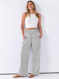 Léah Pantalone Donna – Pantalone Palazzo Rayé Vita Alta & Tasche Estate