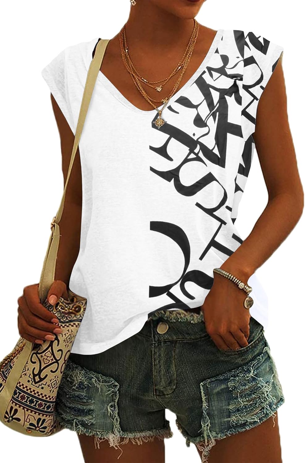 Joanna Top Donna Scollo a V – T-Shirt Manches Cap Loose Fit Leggero Casual Estate