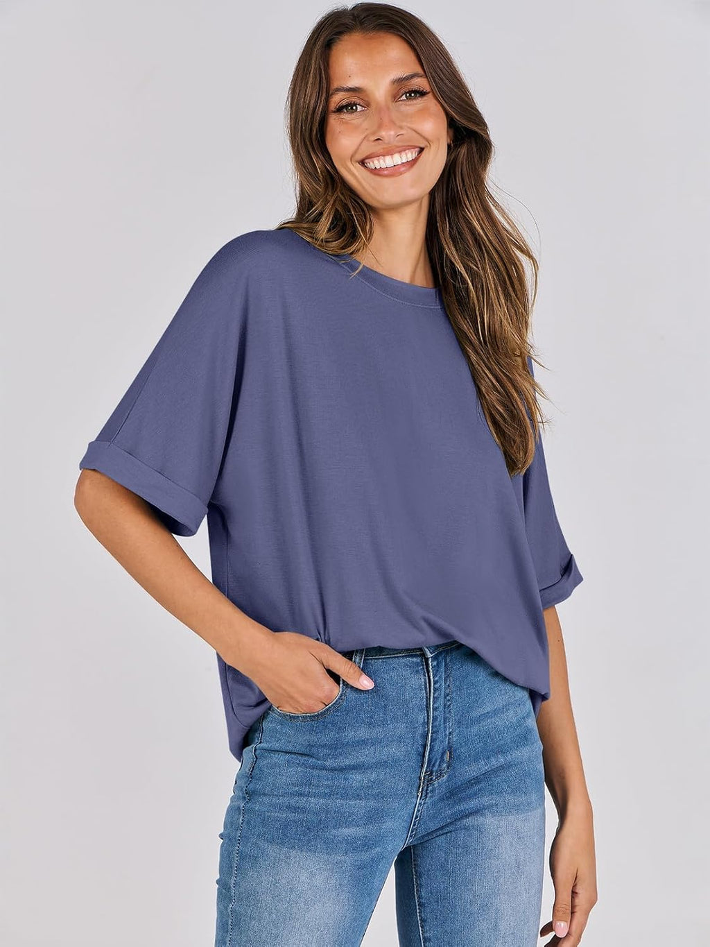 Laura T-Shirt Donna Oversize – Tunique Girocollo Maniche Corte Top Estate Chic