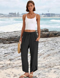 Jade Pantalone Donna – Capri Palazzo Lin Bohémien Large Vita Elastica & Tasche