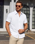 Julius Camicia Uomo – Camicia Anti-Taches Stretch Maniche Corte & Style Business