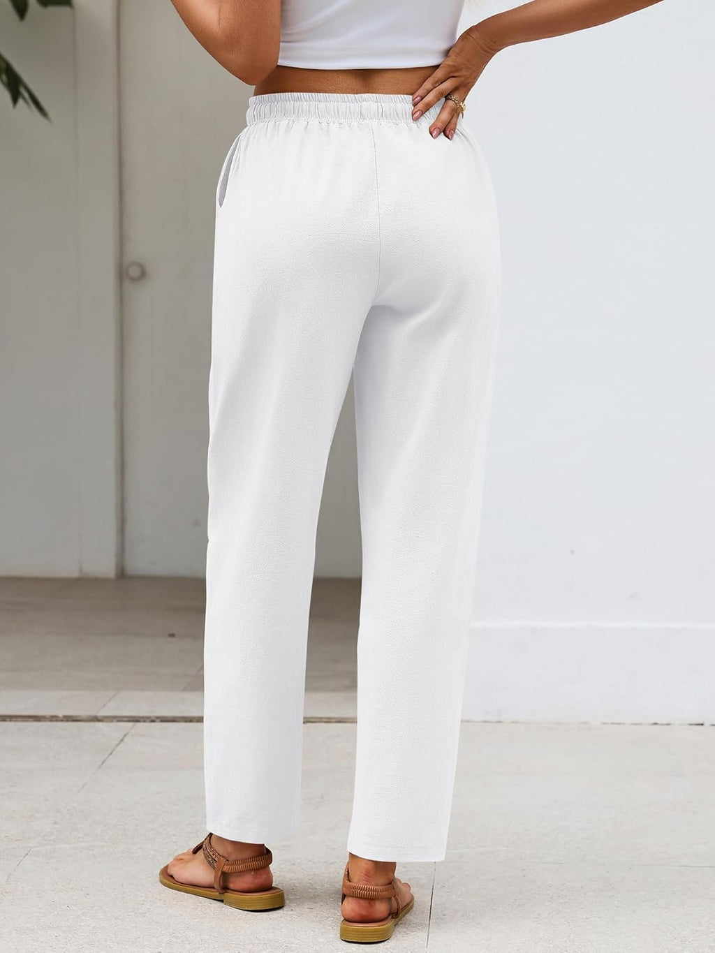 Merry Pantalone Donna Lin Cotone – Capri Leggero, Vita Elastica, Casual Estate