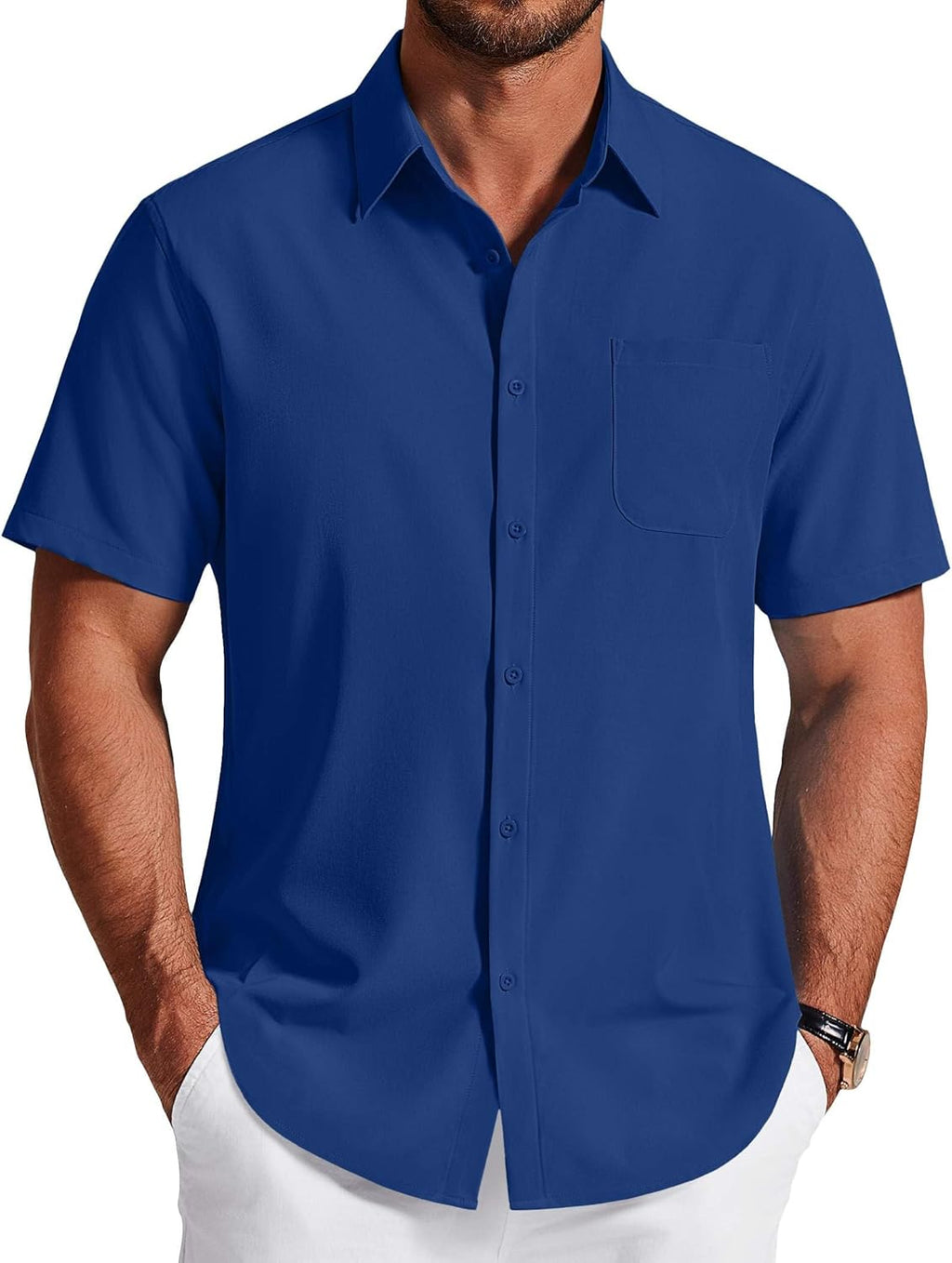 Lucio Camicia Uomo – Camicia Sans Repassage Maniche Corte & Style Casual Chic