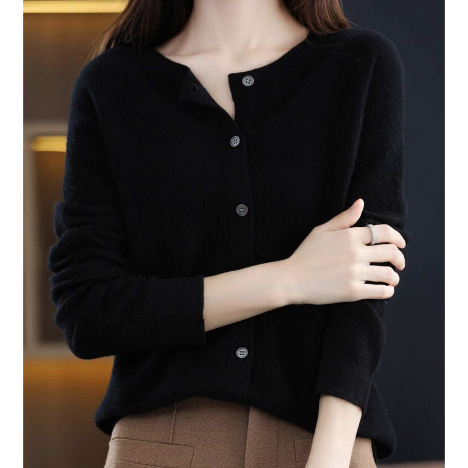 Mercy Cardigan Donna – Cardigan Elegante in Lana Mérinos & Cachemire Morbido a Girocollo